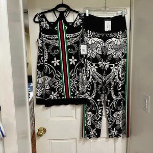 SALE NEW with Tags 2 piece EVA VARRO Black/White with Colored Stripe sz S - M